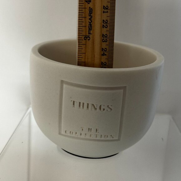The Collection Stoneware Engraved "Things" Container with Lid Beige Cotton jewel - Picture 11 of 12